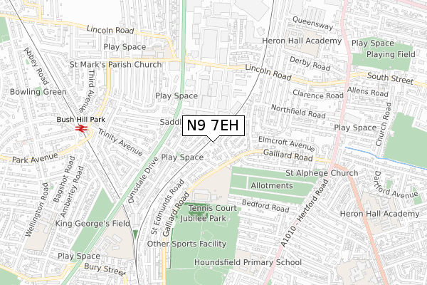 N9 7EH map - small scale - OS Open Zoomstack (Ordnance Survey)