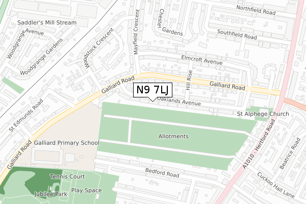 N9 7LJ map - large scale - OS Open Zoomstack (Ordnance Survey)