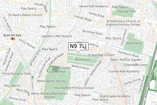 N9 7LJ map - small scale - OS Open Zoomstack (Ordnance Survey)