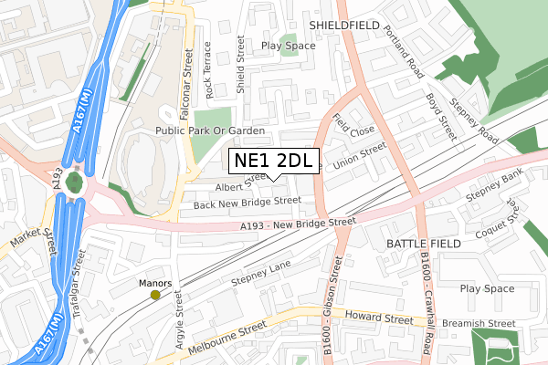 NE1 2DL map - large scale - OS Open Zoomstack (Ordnance Survey) NE1 2DL map - large scale - OS Open Zoomstack (Ordnance Survey)