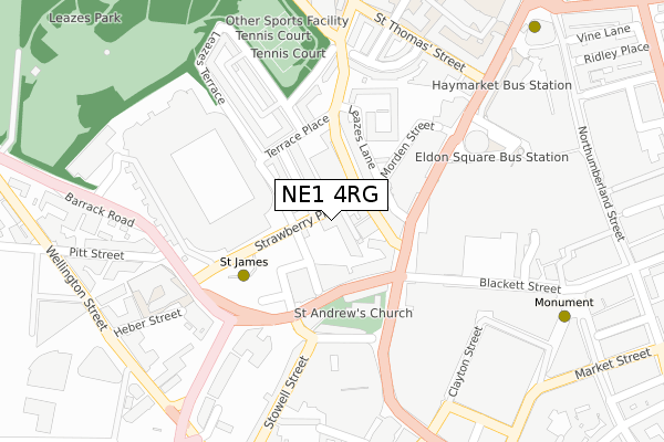 NE1 4RG map - large scale - OS Open Zoomstack (Ordnance Survey)