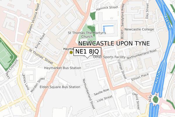 NE1 8JQ map - large scale - OS Open Zoomstack (Ordnance Survey)