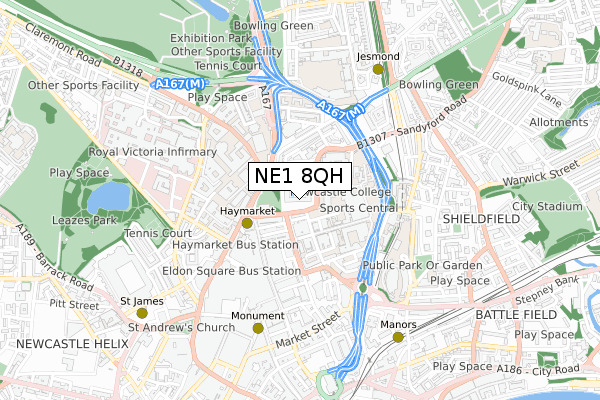NE1 8QH map - small scale - OS Open Zoomstack (Ordnance Survey) NE1 8QH map - small scale - OS Open Zoomstack (Ordnance Survey)