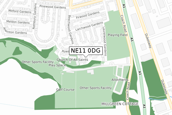 NE11 0DG map - large scale - OS Open Zoomstack (Ordnance Survey)
