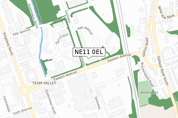 NE11 0EL map - large scale - OS Open Zoomstack (Ordnance Survey)