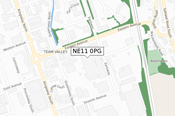 NE11 0PG map - large scale - OS Open Zoomstack (Ordnance Survey)