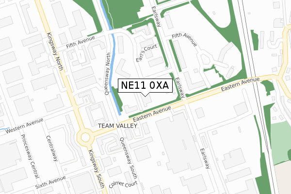 NE11 0XA map - large scale - OS Open Zoomstack (Ordnance Survey)