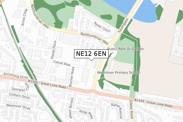 NE12 6EN map - large scale - OS Open Zoomstack (Ordnance Survey)