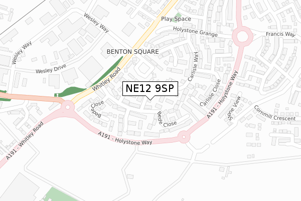 NE12 9SP map - large scale - OS Open Zoomstack (Ordnance Survey)