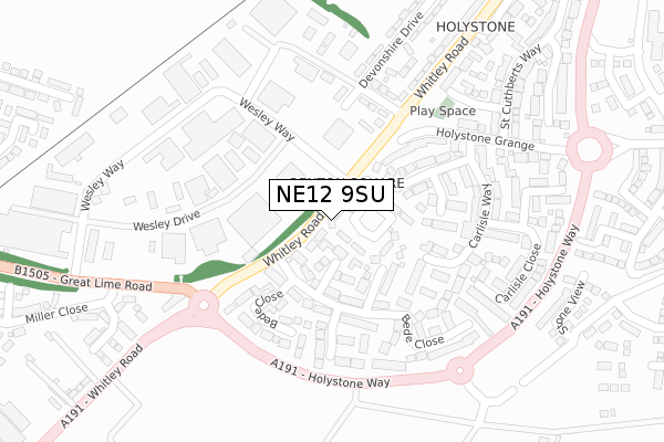 NE12 9SU map - large scale - OS Open Zoomstack (Ordnance Survey)