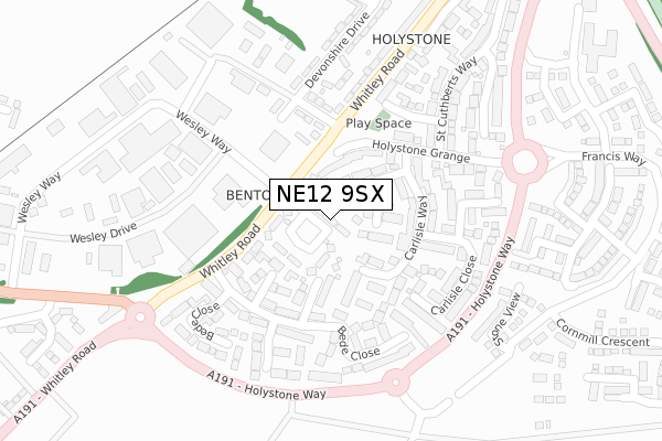 NE12 9SX map - large scale - OS Open Zoomstack (Ordnance Survey)