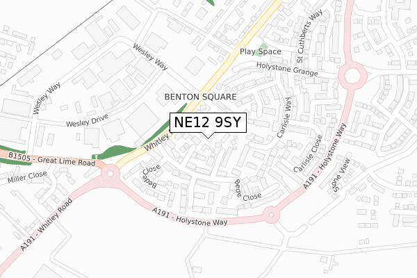NE12 9SY map - large scale - OS Open Zoomstack (Ordnance Survey)
