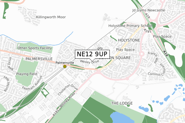 NE12 9UP map - small scale - OS Open Zoomstack (Ordnance Survey)