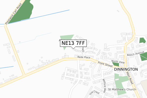 NE13 7FF map - large scale - OS Open Zoomstack (Ordnance Survey)