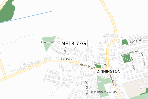 NE13 7FG map - large scale - OS Open Zoomstack (Ordnance Survey) NE13 7FG map - large scale - OS Open Zoomstack (Ordnance Survey)
