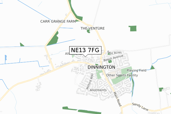 NE13 7FG map - small scale - OS Open Zoomstack (Ordnance Survey) NE13 7FG map - small scale - OS Open Zoomstack (Ordnance Survey)