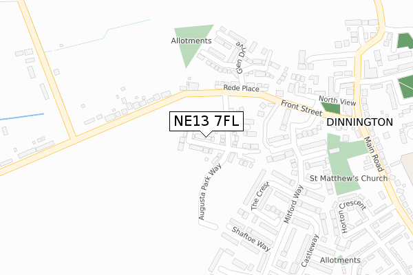 NE13 7FL map - large scale - OS Open Zoomstack (Ordnance Survey)