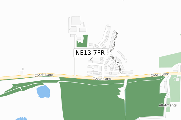 NE13 7FR map - large scale - OS Open Zoomstack (Ordnance Survey)