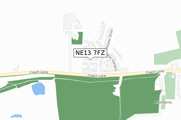 NE13 7FZ map - large scale - OS Open Zoomstack (Ordnance Survey) NE13 7FZ map - large scale - OS Open Zoomstack (Ordnance Survey)