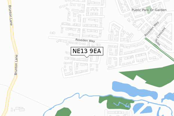 NE13 9EA map - large scale - OS Open Zoomstack (Ordnance Survey)