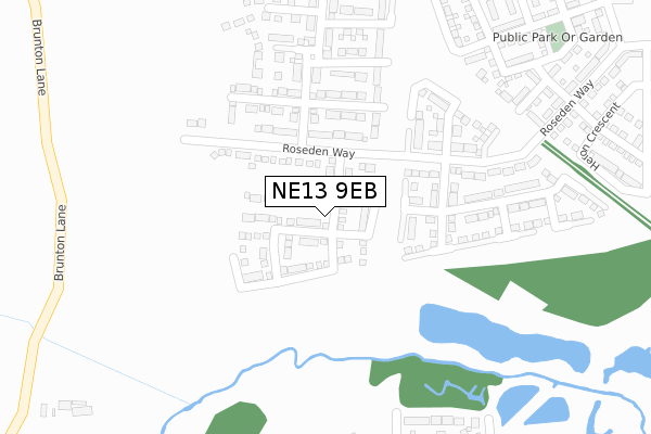 NE13 9EB map - large scale - OS Open Zoomstack (Ordnance Survey)