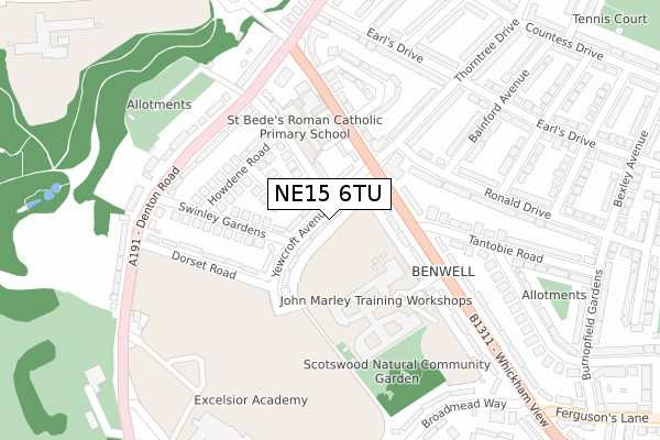 NE15 6TU map - large scale - OS Open Zoomstack (Ordnance Survey)