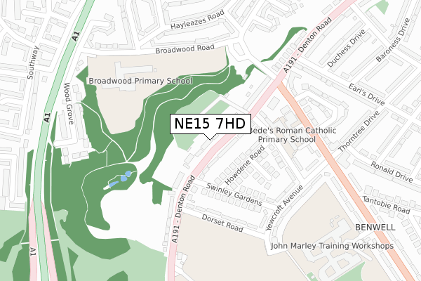 NE15 7HD map - large scale - OS Open Zoomstack (Ordnance Survey)