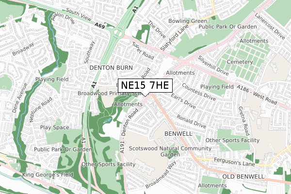 NE15 7HE map - small scale - OS Open Zoomstack (Ordnance Survey)