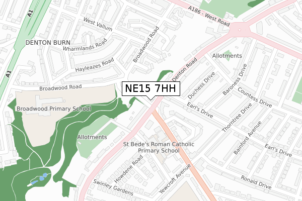 NE15 7HH map - large scale - OS Open Zoomstack (Ordnance Survey)