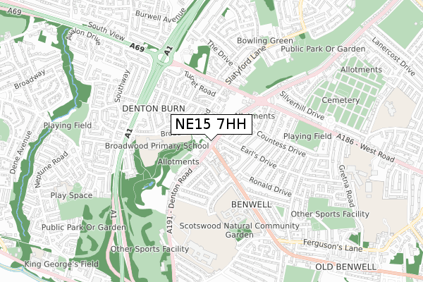 NE15 7HH map - small scale - OS Open Zoomstack (Ordnance Survey)