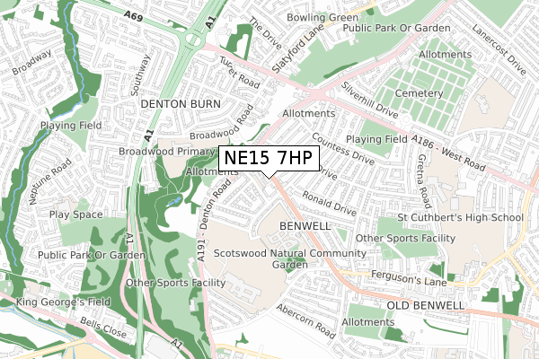 NE15 7HP map - small scale - OS Open Zoomstack (Ordnance Survey)