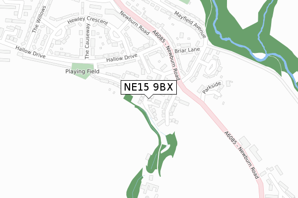 NE15 9BX map - large scale - OS Open Zoomstack (Ordnance Survey)