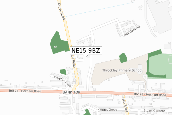 NE15 9BZ map - large scale - OS Open Zoomstack (Ordnance Survey)