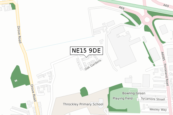 NE15 9DE map - large scale - OS Open Zoomstack (Ordnance Survey)