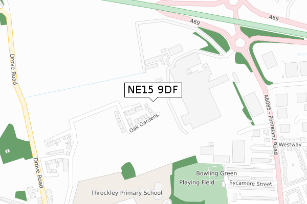 NE15 9DF map - large scale - OS Open Zoomstack (Ordnance Survey)