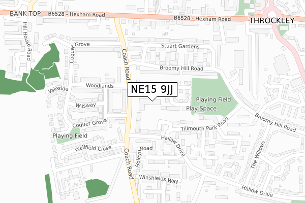NE15 9JJ map - large scale - OS Open Zoomstack (Ordnance Survey)
