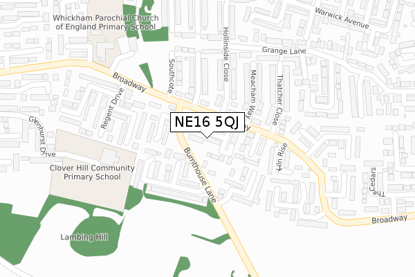 NE16 5QJ map - large scale - OS Open Zoomstack (Ordnance Survey)