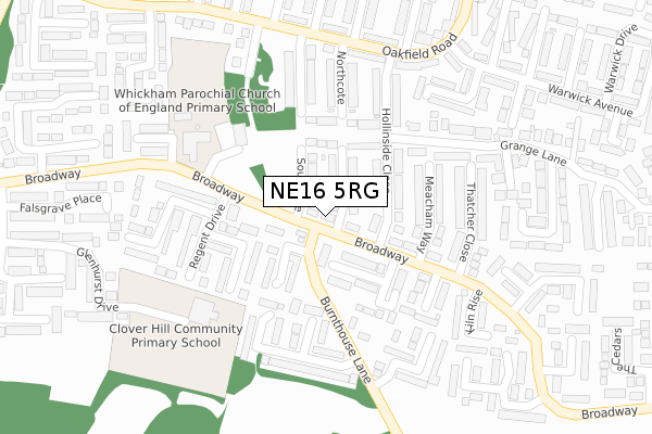 NE16 5RG map - large scale - OS Open Zoomstack (Ordnance Survey)