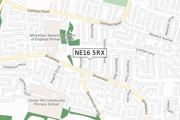 NE16 5RX map - large scale - OS Open Zoomstack (Ordnance Survey)