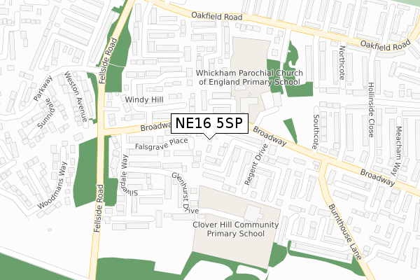 NE16 5SP map - large scale - OS Open Zoomstack (Ordnance Survey)