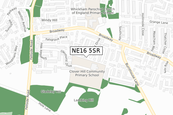 NE16 5SR map - large scale - OS Open Zoomstack (Ordnance Survey)