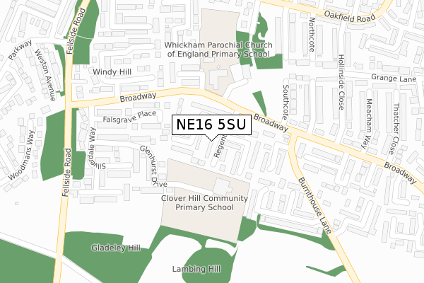 NE16 5SU map - large scale - OS Open Zoomstack (Ordnance Survey)