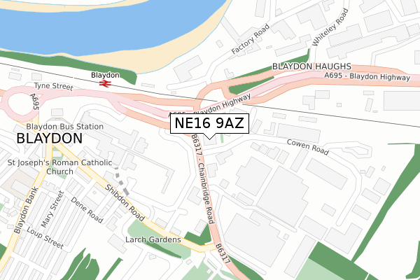 NE16 9AZ map - large scale - OS Open Zoomstack (Ordnance Survey)