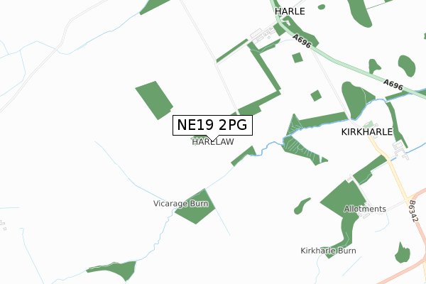 NE19 2PG map - small scale - OS Open Zoomstack (Ordnance Survey)