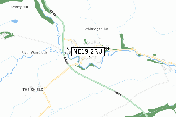 NE19 2RU map - small scale - OS Open Zoomstack (Ordnance Survey)