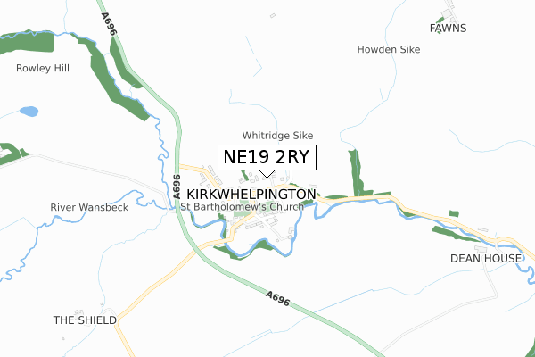 NE19 2RY map - small scale - OS Open Zoomstack (Ordnance Survey)