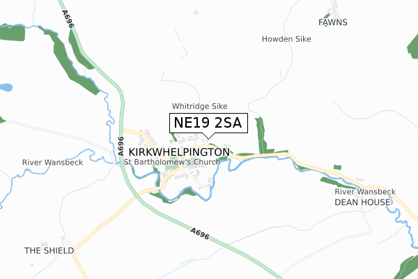 NE19 2SA map - small scale - OS Open Zoomstack (Ordnance Survey)