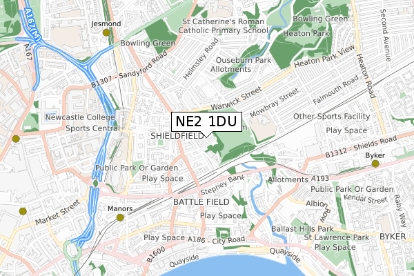 NE2 1DU map - small scale - OS Open Zoomstack (Ordnance Survey) NE2 1DU map - small scale - OS Open Zoomstack (Ordnance Survey)