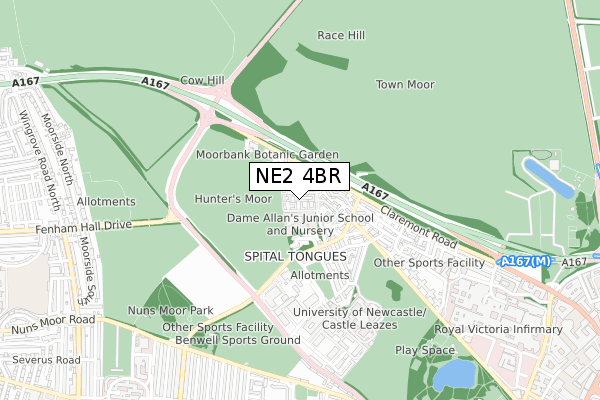 NE2 4BR map - small scale - OS Open Zoomstack (Ordnance Survey)