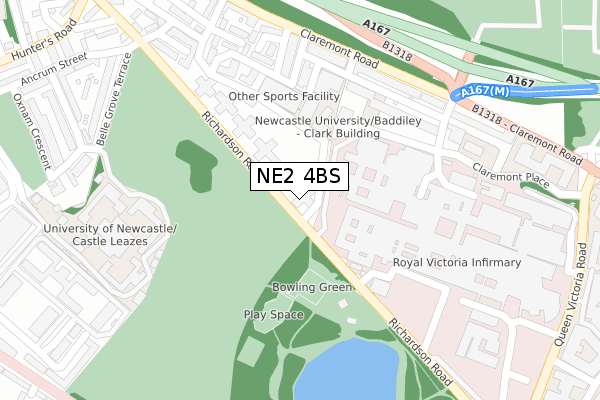NE2 4BS map - large scale - OS Open Zoomstack (Ordnance Survey)